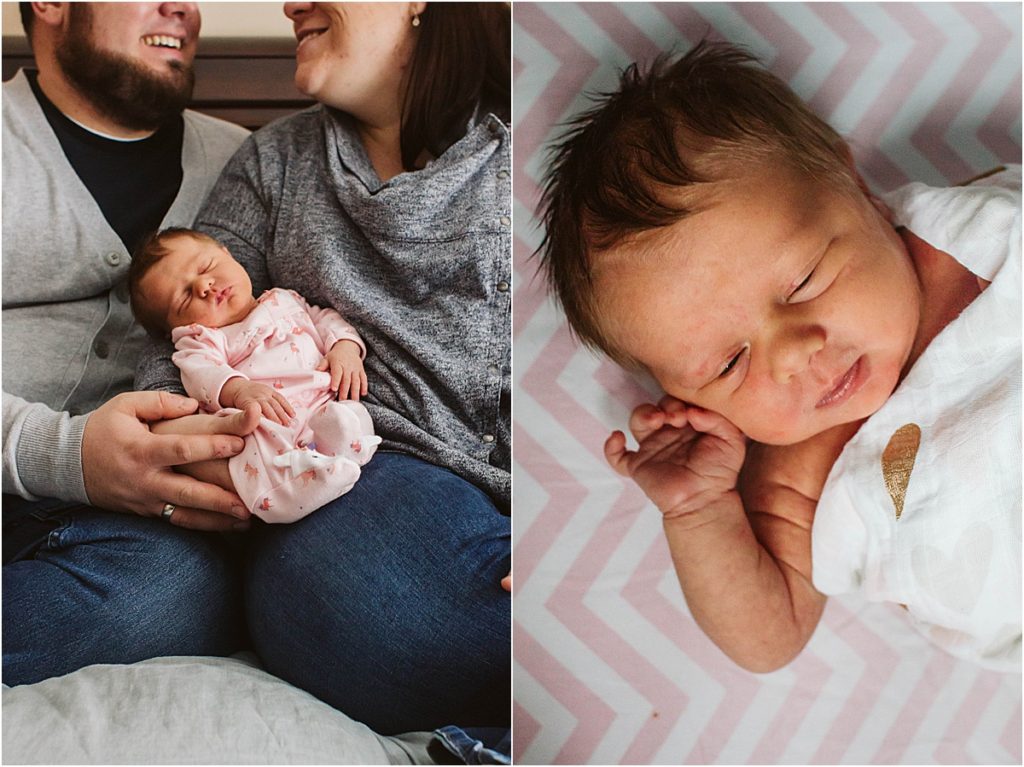 Nick and Stephanie enjoy their brand new daughter.