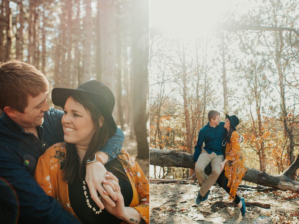 Grand Rapids couple Chase and Traci pose for portraits at Provin Trails.