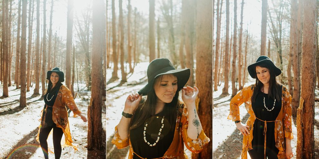 Traci shows off her boho style for portraits at Provin Trails.