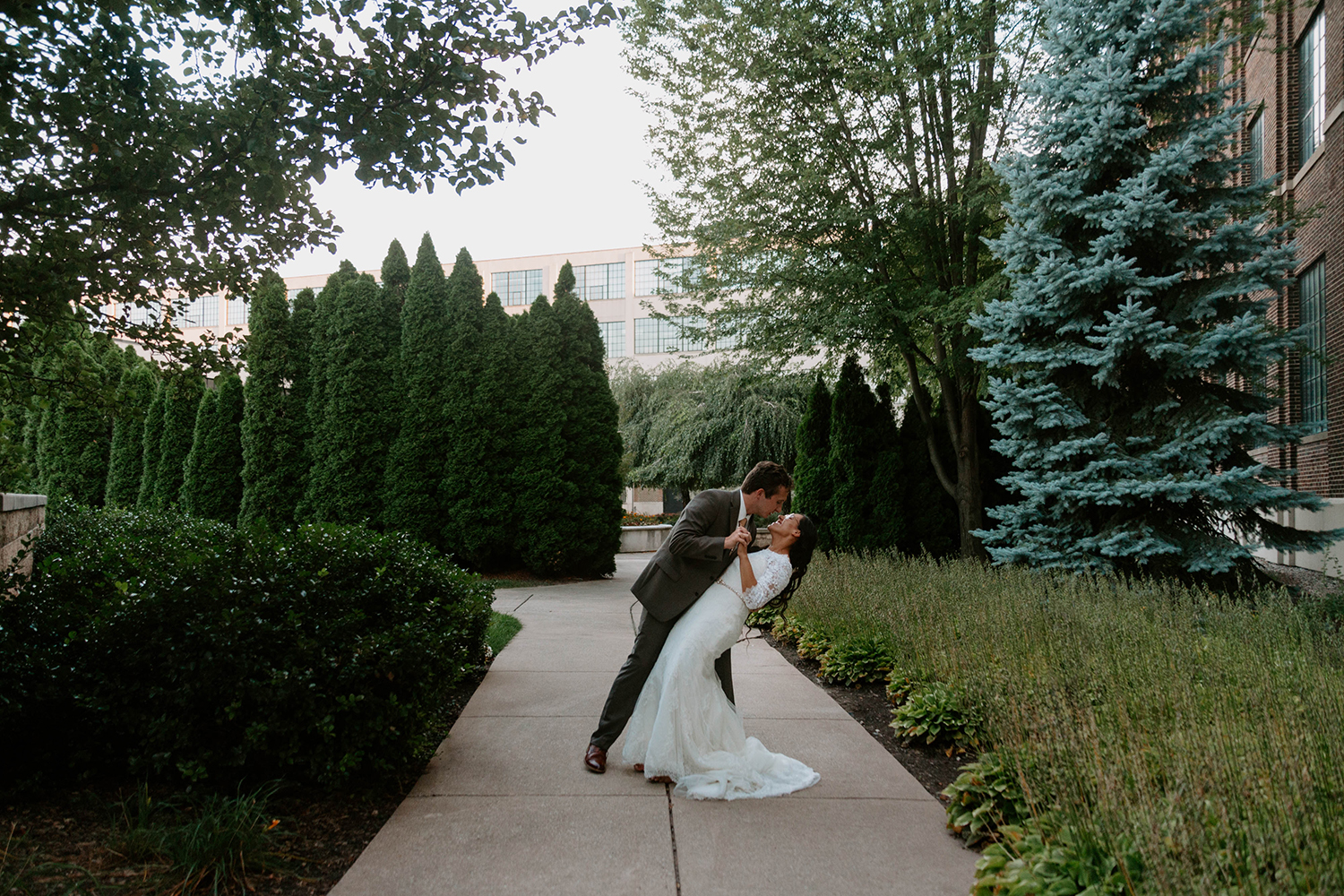 Couple on their wedding day in Grand Rapids, Michigan.