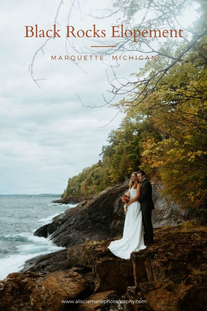 Chad and Kaley elope at the Black Rocks on Presque Isle Park in Marquette, Michigan.