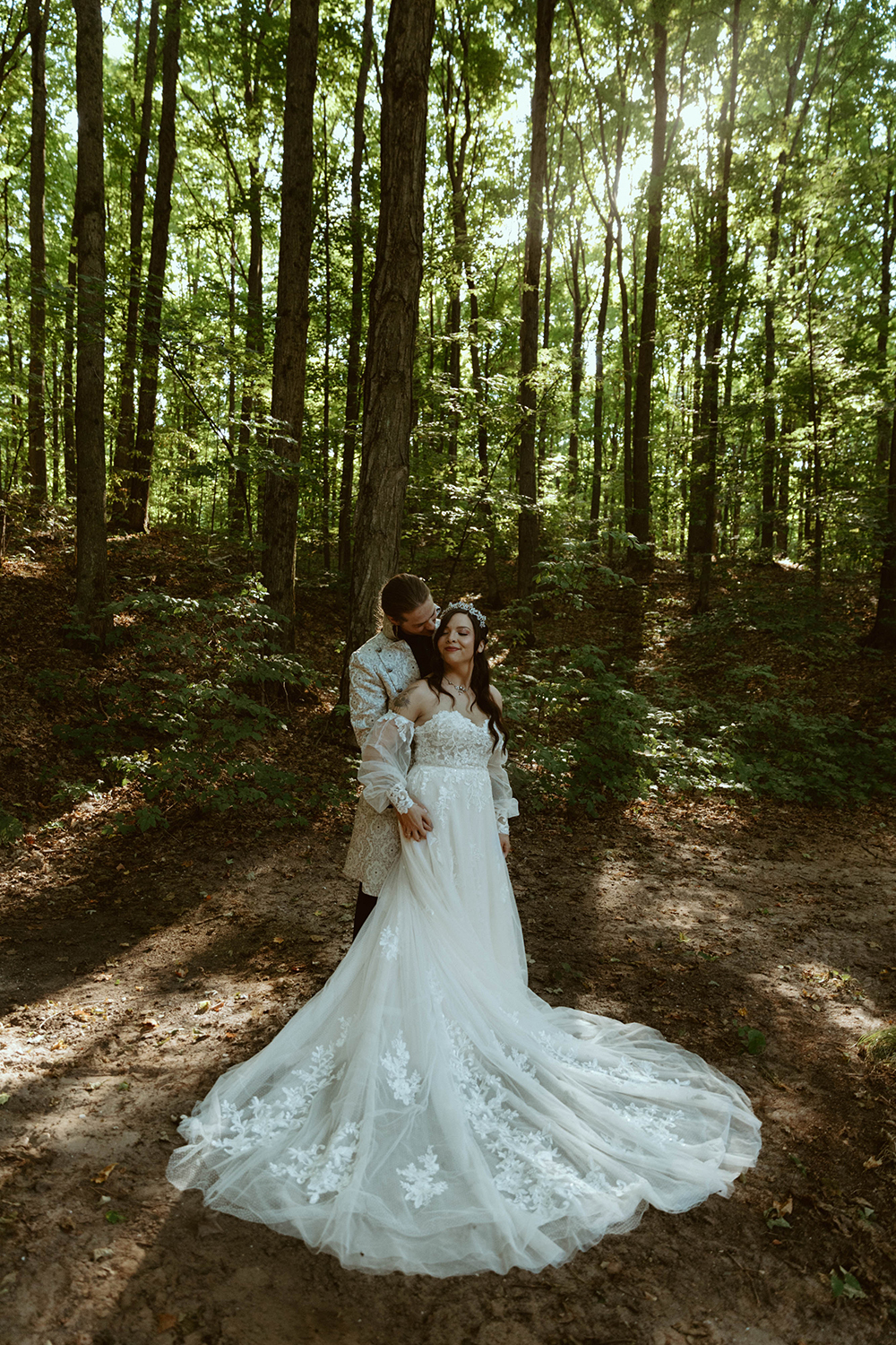 couple getting married in the huron-manistee national forest